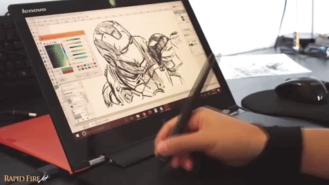 RapidFireArt Coloring IronMan Wacom Intuos Pro Paper Edition