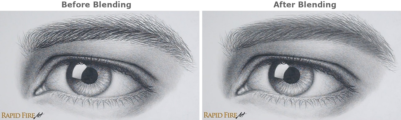 before and after blending eyebrow drawing