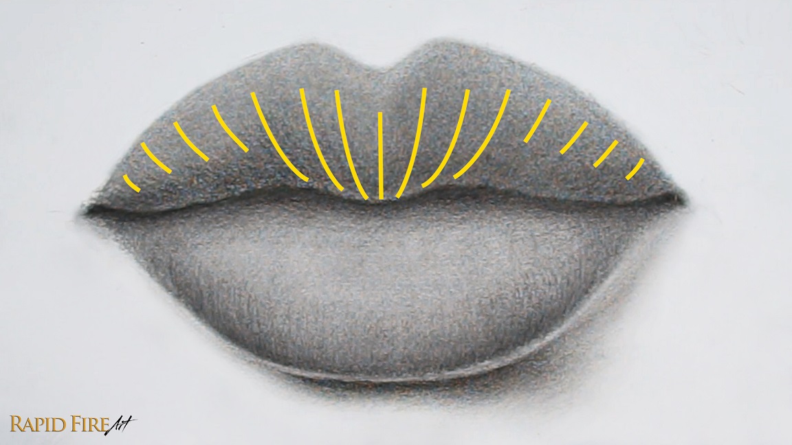 How to Draw Lips HB Pencil_Top Lip Wrinkle Contour Lines